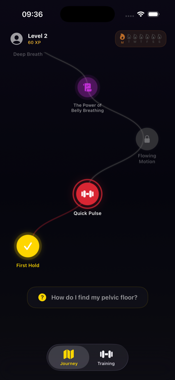 Jing app — gamified journey path with training sessions